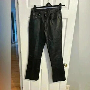 Vintage Premium Black Leather Designer Pants